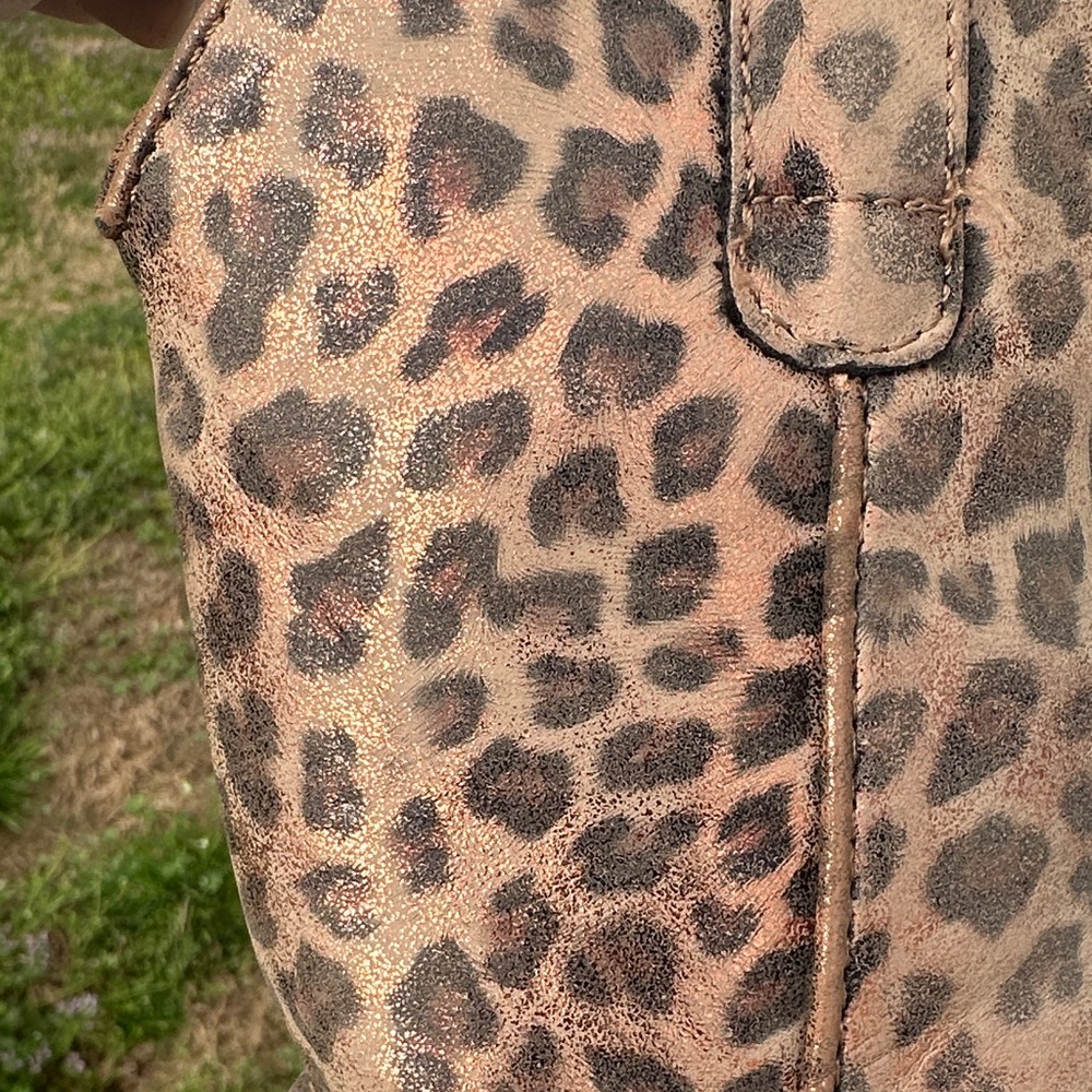 Shimmery Leopard Print Western Cowgirl Boots - GIRLS sz 12 - Picture 7 of 12
